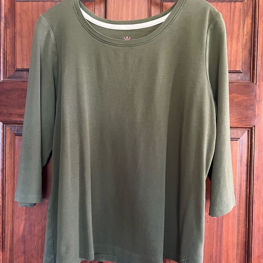Isaac Mizrahi Forest Green Top